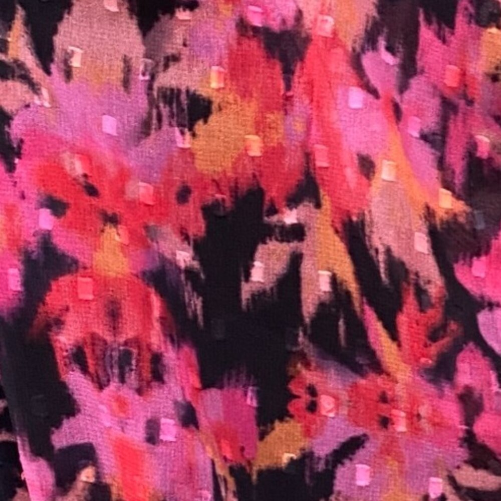 Saint + Sophia Floral Tiered Midi Dress Pink Black Sleeveless Pockets Feminine-6 - Picture 2 of 14
